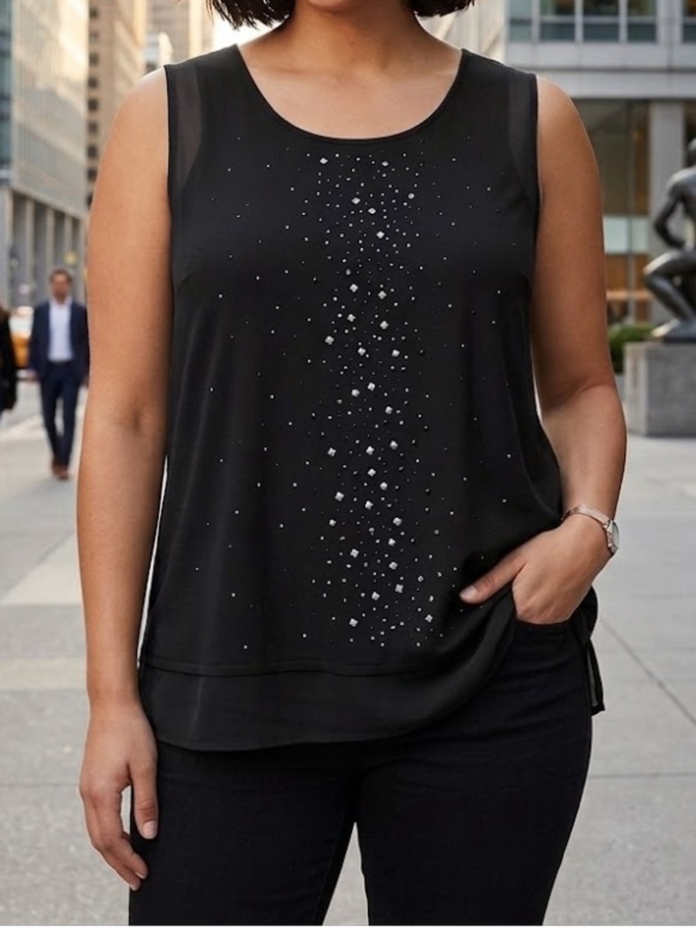 Apt. 9 Black Embellished Chiffon Tank Blouse Size 2X NWT